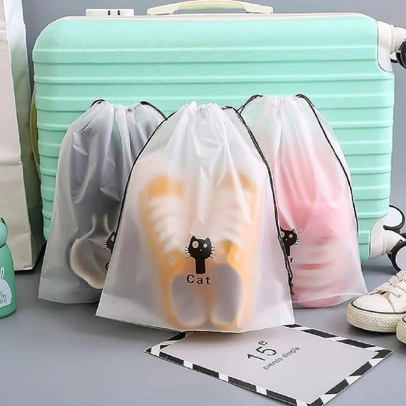 CUZWAVE 01 Pack of 10 Pcs Shoe Bag Cover for Shoe Storage & Travelling Drawstring Bags Luggage Cover(0, White)