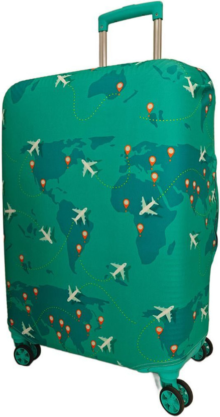 JANKISFASHION Printed Travel Suitcase Trolley Bag Protector - Scratch & Dust Proof Stretchable & Scratchproof , Reusable And Washable, Strong Durable Fabric Luggage Cover(Size Medium, fit-22-26 Inch, Green)