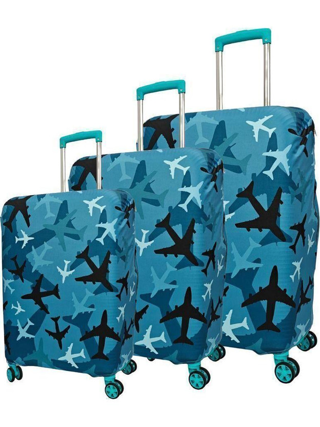 TRENDGROWW Multi Plane Multi Plane Theme Trolley Bag Cover Luggage Cover(Multi Plane- Combo of 3 Size( S-20, M-24, L-28), Multicolor)