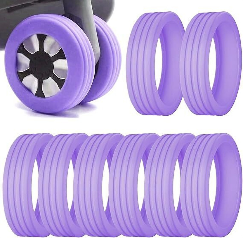 TRENDGROWW Suitcase Wheel Cover - Anti Scratch, Noise Reduction Shock Absorption Silicone Protector Fits Most Trolley Bag & Office Chair Luggage Cover(8, Purple)