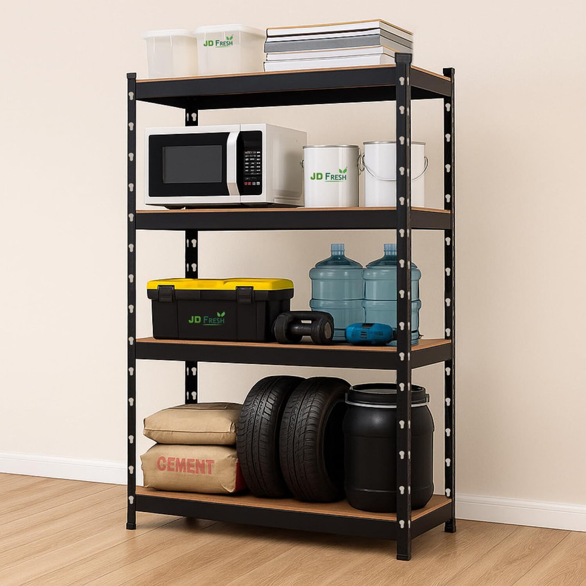 JD FRESH 4-Tier Extra Large Metal Shelf Rack Adjustable Boltless Shelving Unit Luggage Rack