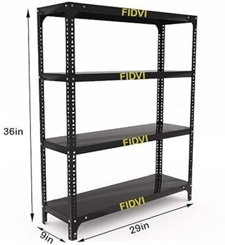 FIDVI Iron Rack Metal Shelves Storage Shop Rack Luggage Powder Coated (09"Wx29"Lx36"H) Iron Wall Shelf(Number of Shelves - 4, Black)