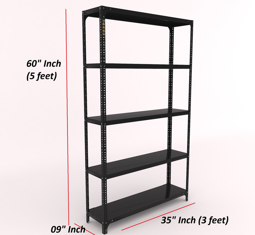 FIDVI Iron Rack Metal Shelves Storage Shop Rack Luggage Powder Coated (09"Wx35"Lx60"H) Iron Wall Shelf(Number of Shelves - 5, Black)