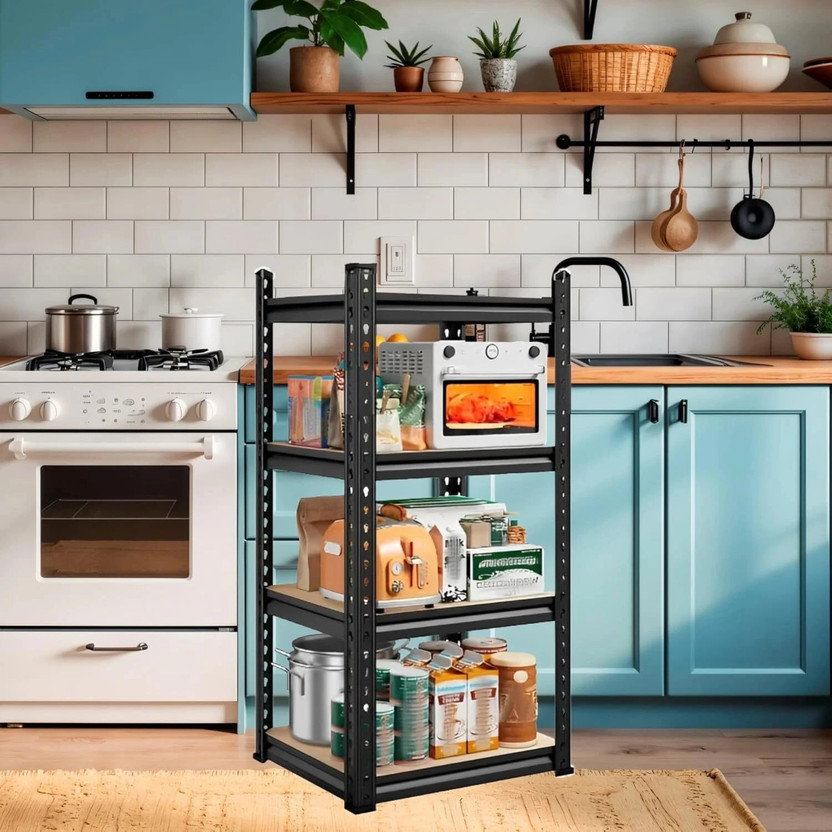 JD JD FRESH Adjustable Boltless Metal Shelving Unit/Heavy Duty Metal Storage with Wood Plank Luggage Rack - Flipkart Deal