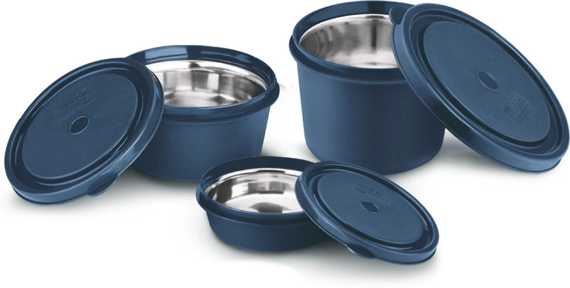 Classic Essentials Stainless Steel Microwave Safe Containers with Lids Lunch Box, 3 Containers Stainless Steel Office Lunch Box(1250 ml)