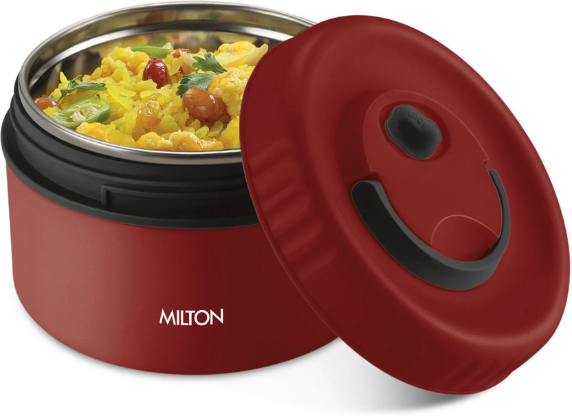MILTON Snack Box Big Inner Steel PU Insulated 510 ml Leak Proof Air Vent Lunch Box 1 Containers Plastic Office Lunch Box(510 ml)