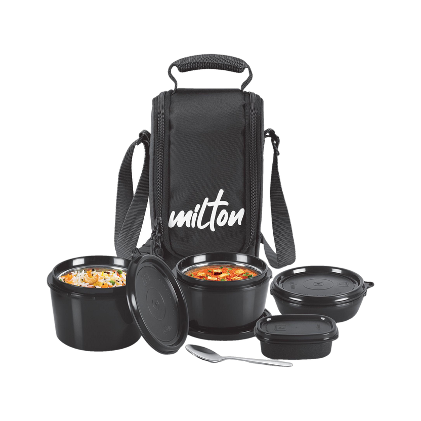 MILTON Steel Containers 180,320,450ml, Plastic Dabba 4 Containers Stainless Steel Office Lunch Box(1050 ml)
