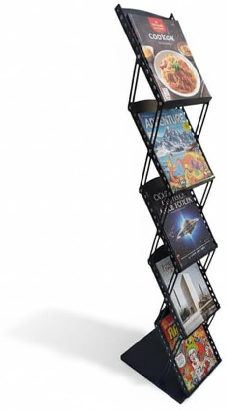MFC mstand67 Floor Standing Magazine Holder(Black, Iron, Knock Down)