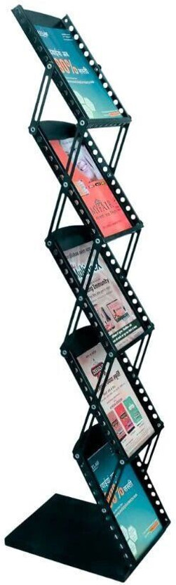 JAISH ADVERTISING Metal Floor Standing Catalouge Magazine Holder Rack Display Stand Floor Standing Magazine Holder(Black, Iron, Pre-assembled)
