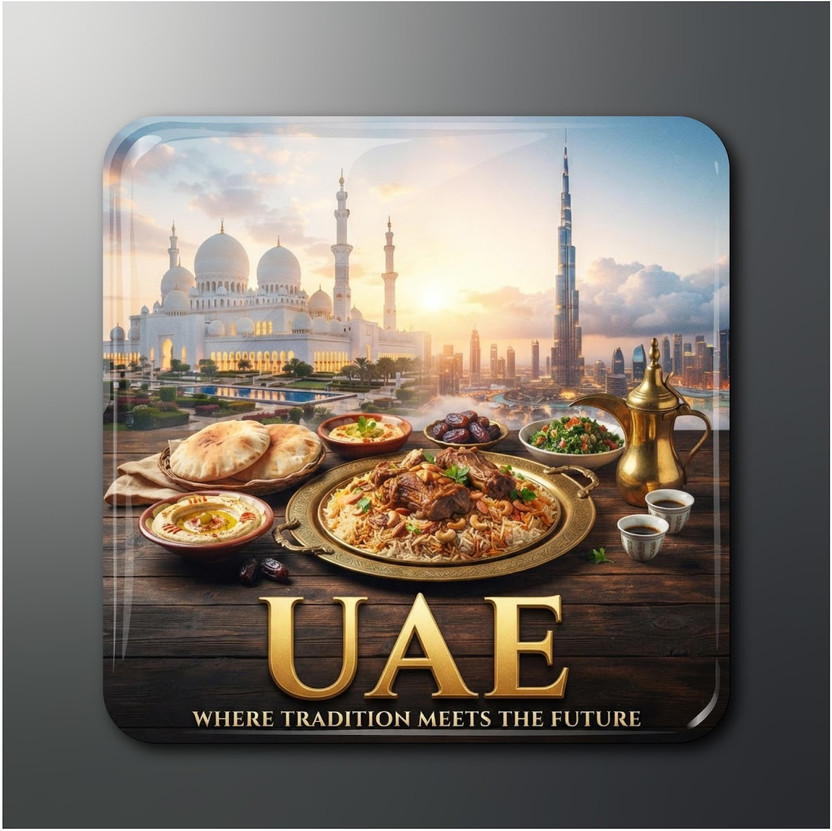 OPRYX UAE Tradition & Future Glossy Magnet (Pack of 1) Fridge Magnet Pack of 1(Multicolor)