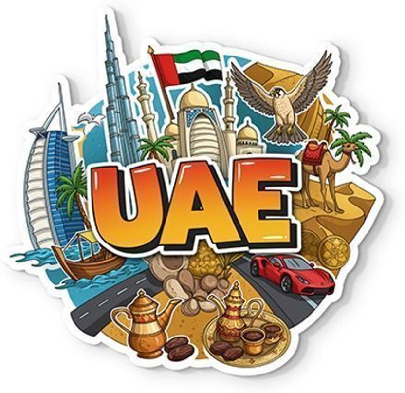 PKVCREATION UAE 4mm Thick, Stylish Magnet for Fridge, Wardrobe & Metal Surfaces Fridge Magnet Pack of 1(Multicolor)