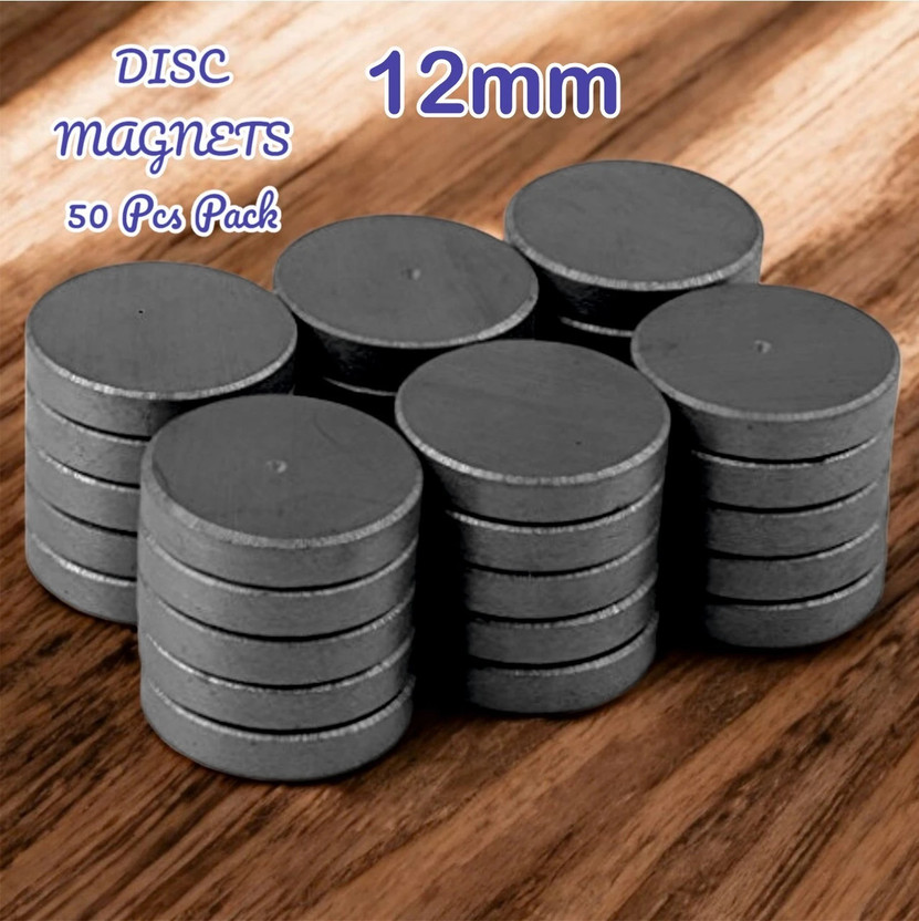 Greyart Round Disc Small Magnets Set 12MM Magnets for Refrigerator, Notice Boards Fridge Magnet, Door Magnet, Multipurpose Office Magnets Pack of 50(Grey)
