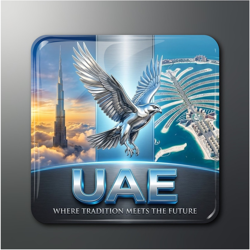 OPRYX UAE "Where Tradition Meets the Future" 2x2 Magnet Fridge Magnet Pack of 1(Multicolor)