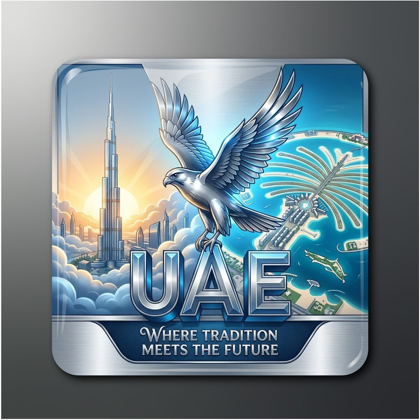 OPRYX UAE Souvenir 2x2in Glossy Magnet Pack of 1 Fridge Magnet Pack of 1(Multicolor)