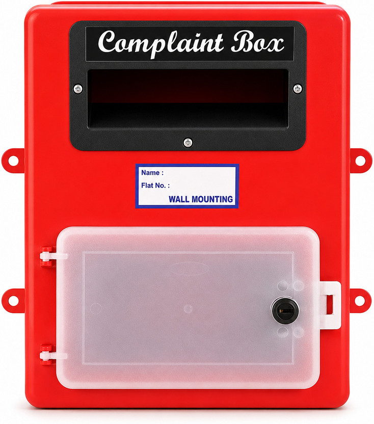The Game Begins Wall Mounted Complaint Box for Offices/Colleges/Institutions/Schools, Height 28 , Length 24 and Width 5 cm, Red Wall Mounted Mailbox(Red)