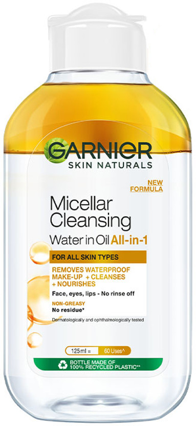 GARNIER Oil infused Cleansing Water - Waterproof Makeup Remover For All Skin Types Makeup Remover(125 ml)