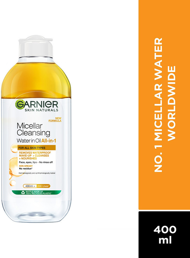 GARNIER Oil infused Cleansing Water - Waterproof Makeup Remover For All Skin Types Makeup Remover(400 ml)