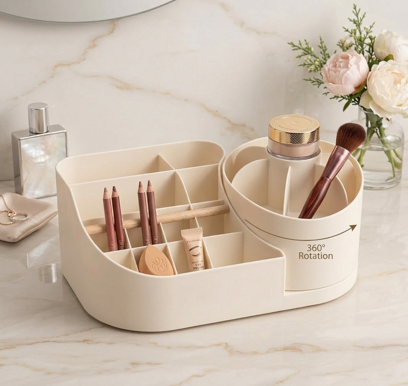 TOOBIL TOOBIL 3 Compartments PLASTIC DESK ORGANIZER(Ivory) - Flipkart Deal