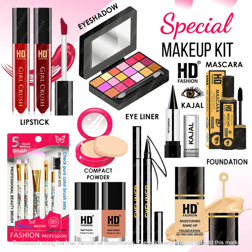 HD Fashion Radiant & Flawless Beauty Makeup Kit Sets for Professionals & Beginners HD-18(Pack of 15)