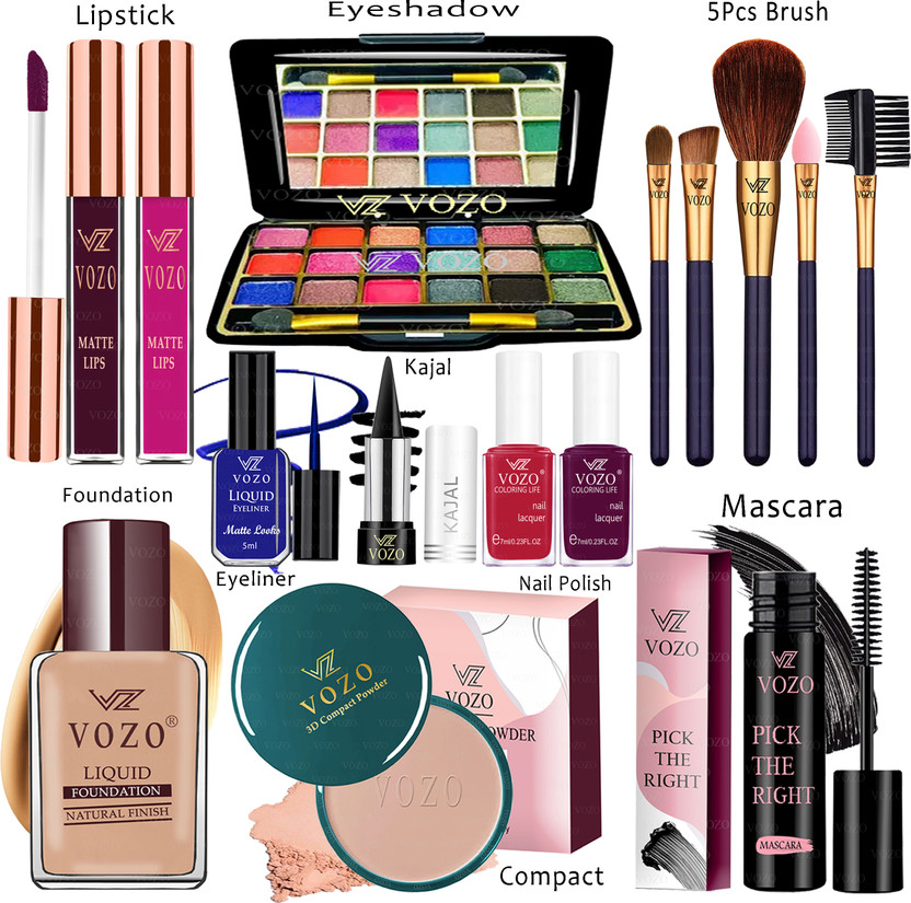 VOZO Makeup Kit Sets One-stop Beauty Package for Beginners and Professionals KT-250(Pack of 15)