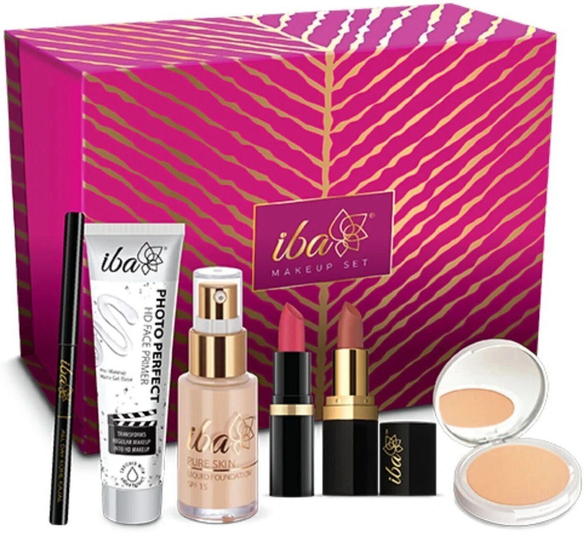 Iba Makeup Gift Set for Women (Fair) | Foundation, Compact, Primer, Lipsticks, Kajal(Pack of 6)