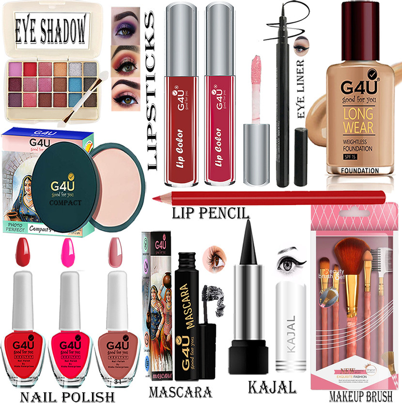 G4U All in One Makeup Set for Beginners and Professionals V22(Pack of 17)