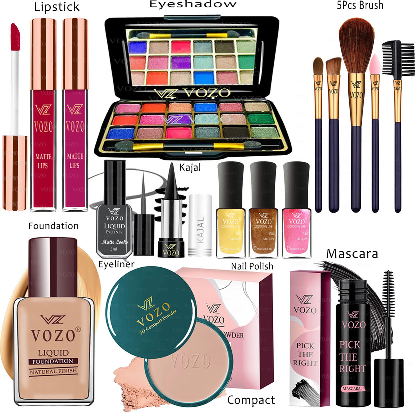 VOZO Makeup Kit Sets One-stop Beauty Package for Beginners and Professionals ST-391(Pack of 15)