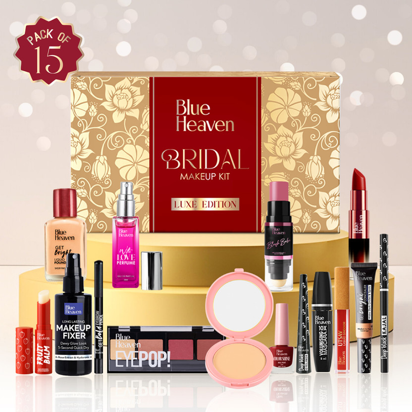 BLUE HEAVEN Bridal Makeup Kit Luxe Edition Makeup Gifting Combo Set for Women - Pack of 15