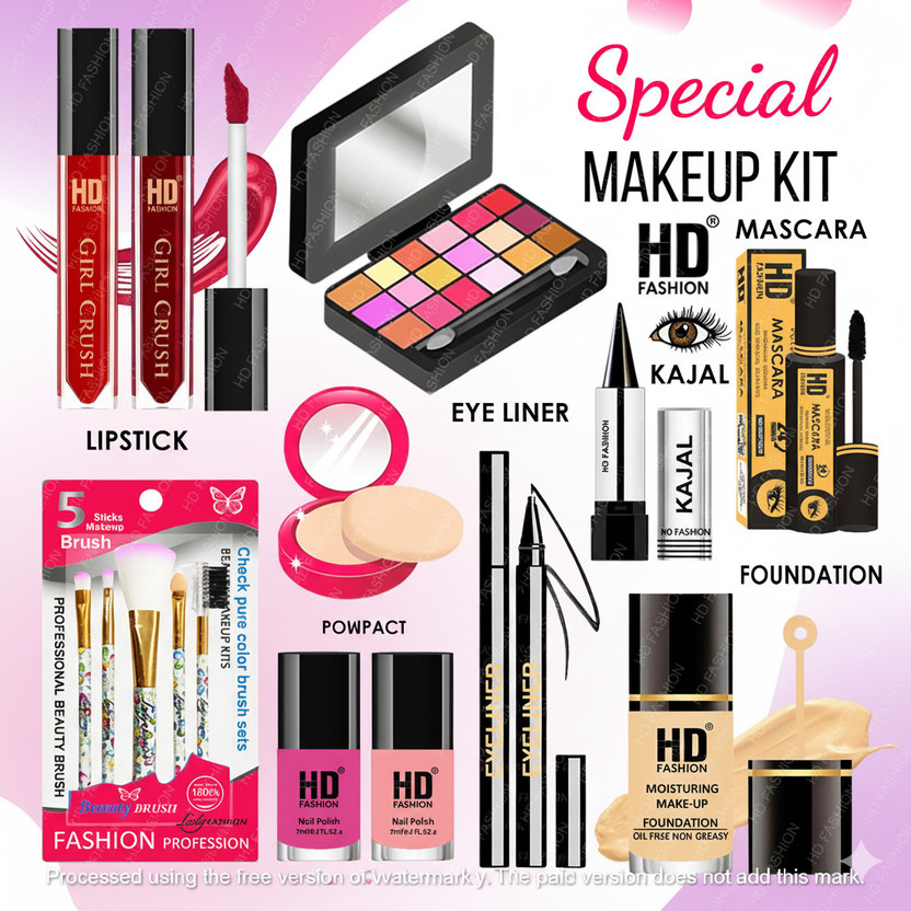 HD Fashion Radiant & Flawless Beauty Makeup Kit Sets for Professionals & Beginners HD-67(Pack of 15)