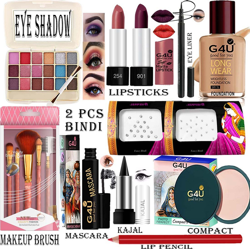G4U 16 Piece Complete Makeup Kit for women | Glamour Festive Makeup Set 141(Pack of 16)