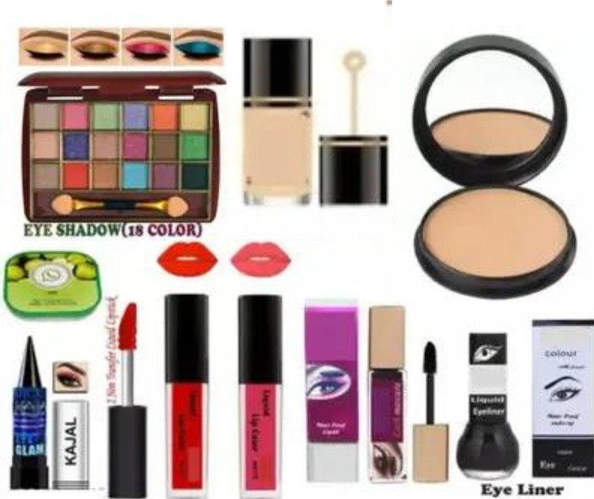 Valhalla makeup kit full set for women | eyeshadow foundation lipstick eyeliner mascara(Pack of 9)