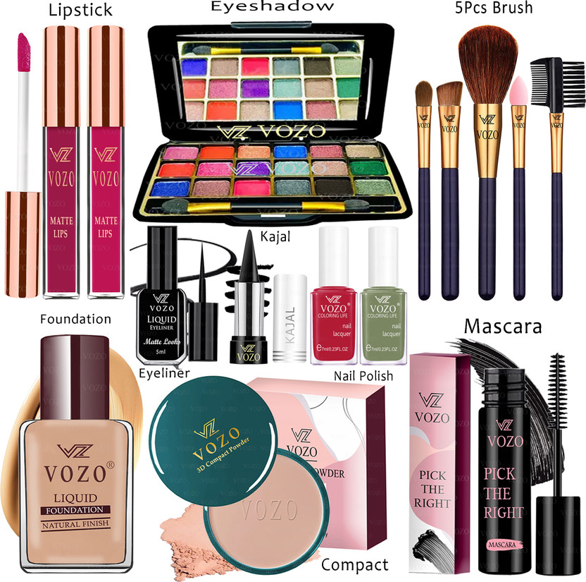 VOZO Makeup Kit Sets One-stop Beauty Package for Beginners and Professionals Set-174(Pack of 15)
