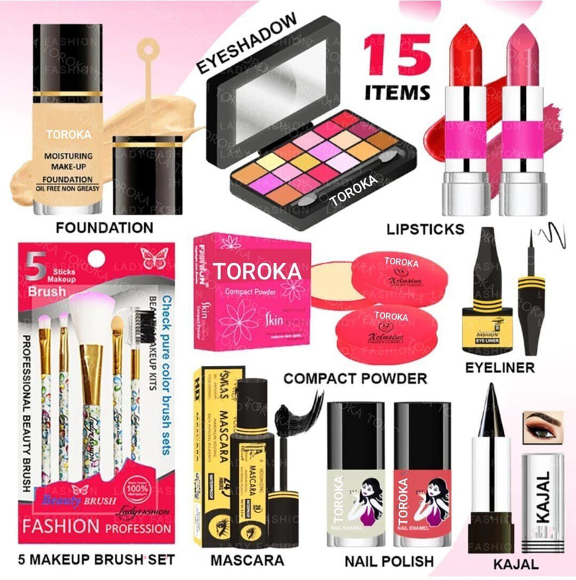 toroka Iconic makeup kit full set for women high quality cosmetic set 15(Pack of 15)