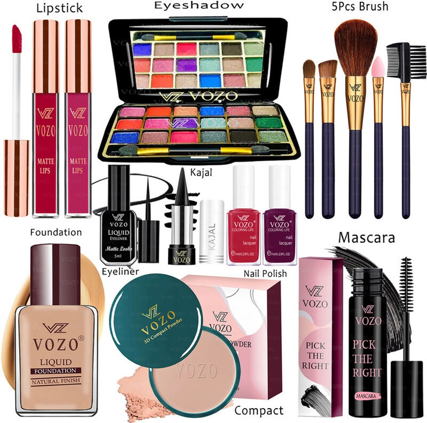 VOZO Makeup Kit Sets One-stop Beauty Package for Beginners and Professionals ST-557(Pack of 15)