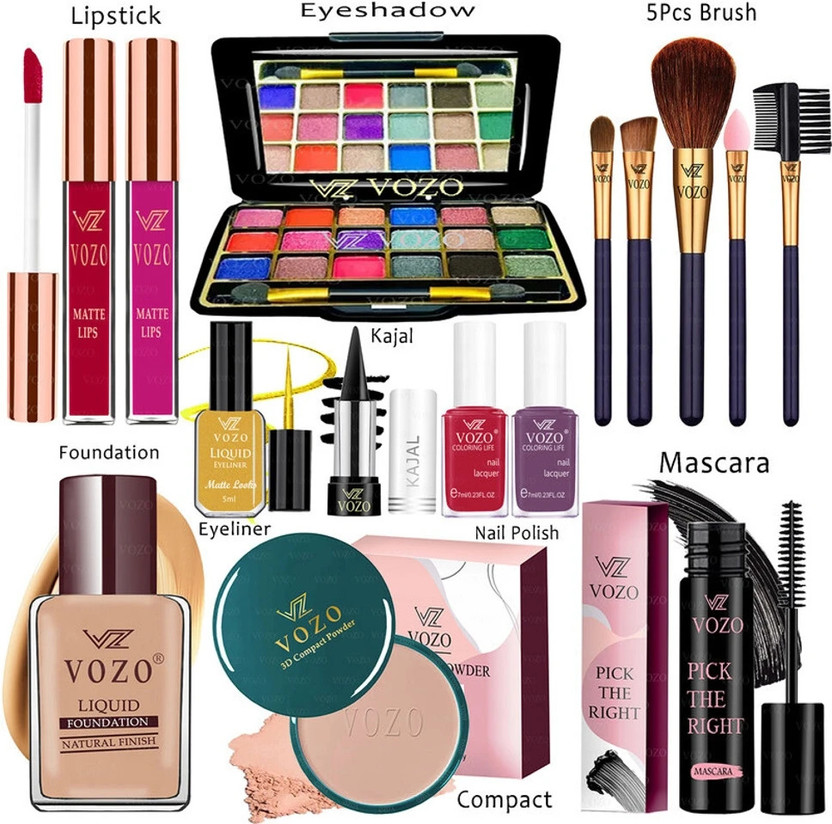 VOZO Makeup Kit Sets One-stop Beauty Package for Beginners and Professionals ST-468(Pack of 15)