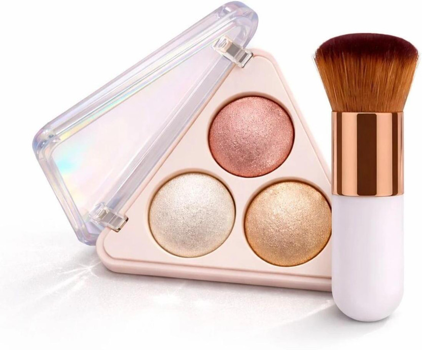 coslane 3-Shade Highlighter Palette with brush Highlighter(15 g, MultiColor)