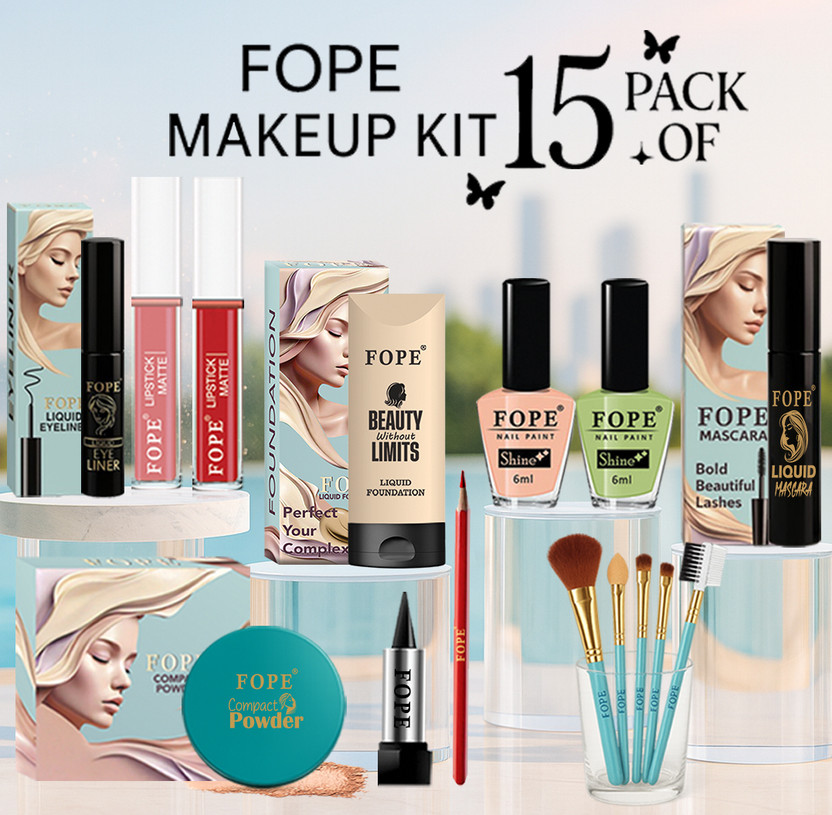 FOPE Makeup Kit For Beginners Affordable Stylish Daily Wear Compact Makeup Combo Set(Pack of 15)