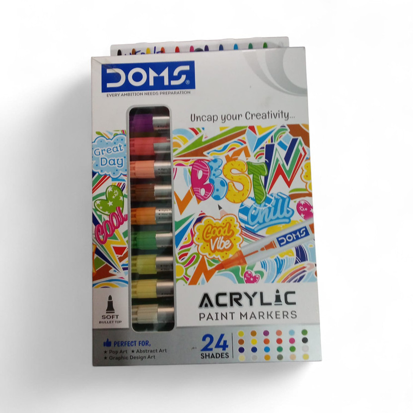 DOMS 81188 Acrylic Paint Markers 24 Shade(Set of 24, Multicolor)