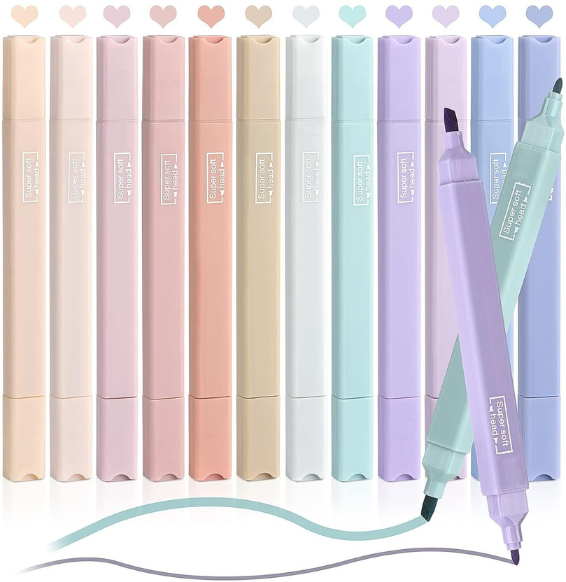 SHOPOGENIX Aesthetic Cute Pastel Bible Highlighters Pen(Set of 12, Multicolor)