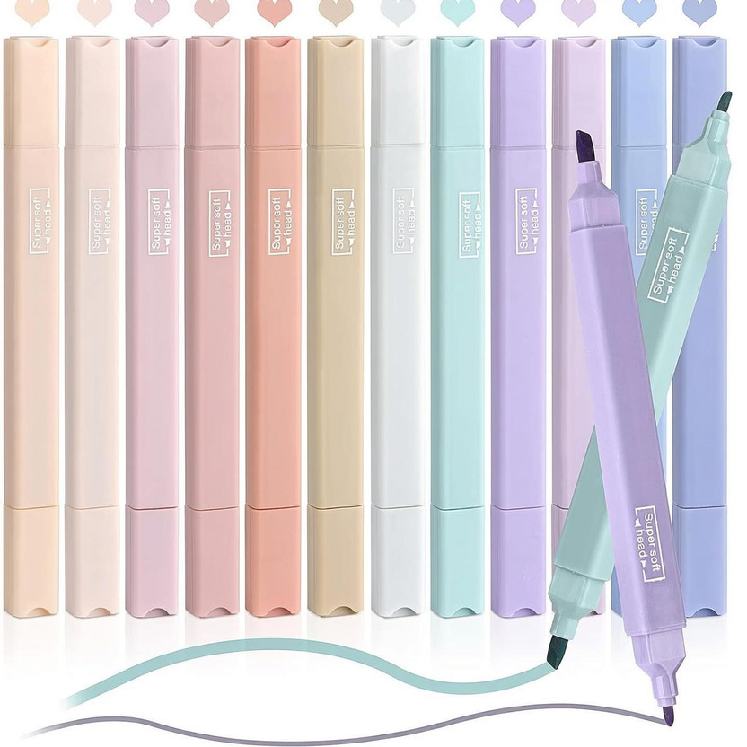 SHOPOGENIX Aesthetic Cute Pastel Bible Highlighters Pen(Set of 12, Multicolor)