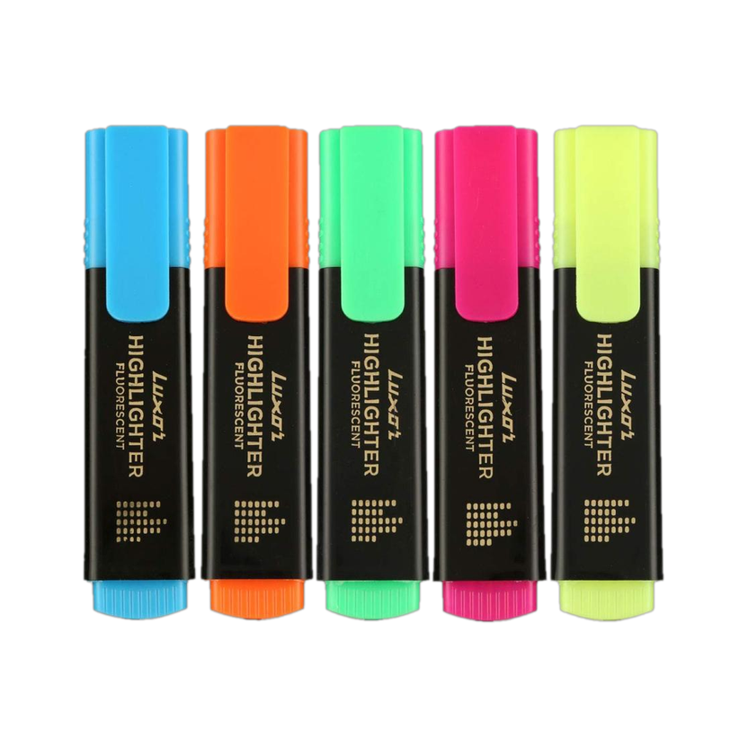 LUXOR Chisel Tip fluorescent Highlighter(Set of 5, Multicolor)