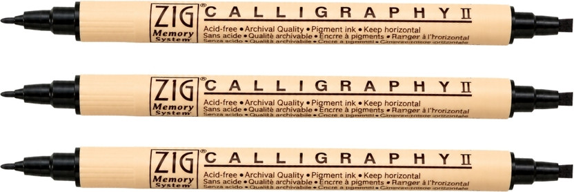 Zig Zig MS-3500 Memory System Calligraphy II Marker | Dual Tip 2mm & 3.5mm for Lettering(Set of 1, Black 3) - Flipkart Deal