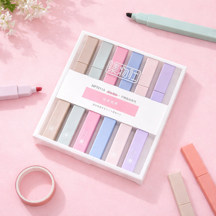 ARJ Cute Pastel Aesthetic Highlighters | Mild Colors with Soft Chisel Tip | No Bleed(Set of 6, Multicolor)