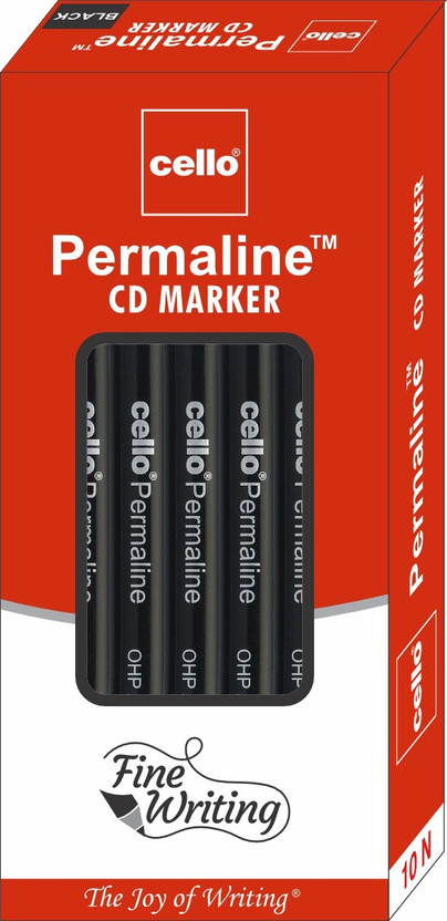 Cello Permaline Permanent Marker - Pack of 10 (Black)(Set of 10, Black)