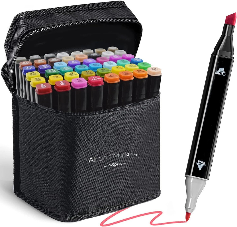 Corslet 48 Pcs Colors Dual Tip Art Markers Coloring Alcohol Based Markers Colored Pens(Set of 48, Multicolor)