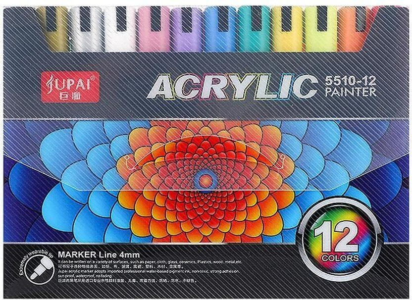 PEACORA Posca Premium Waterproof Permanent Paint Art Marker for Rock Painting,DIY Craft(Set of 12, Multicolor)