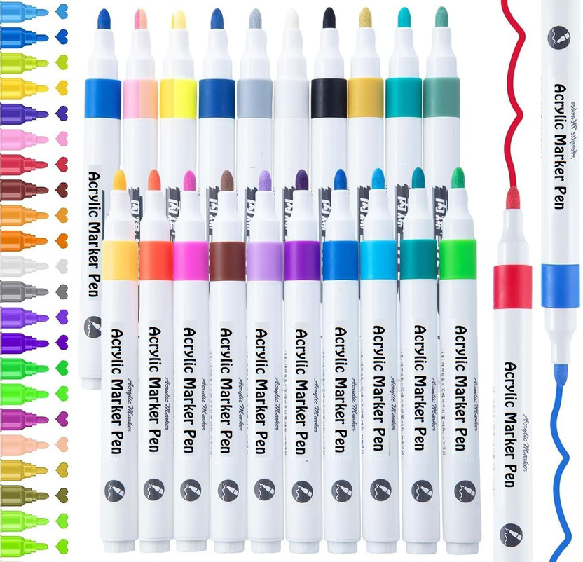 Harinder 18 Shades Acrylic Brush Marker Pens Set for Coloring, Calligraphy & Art(Set of 18, Multicolor)