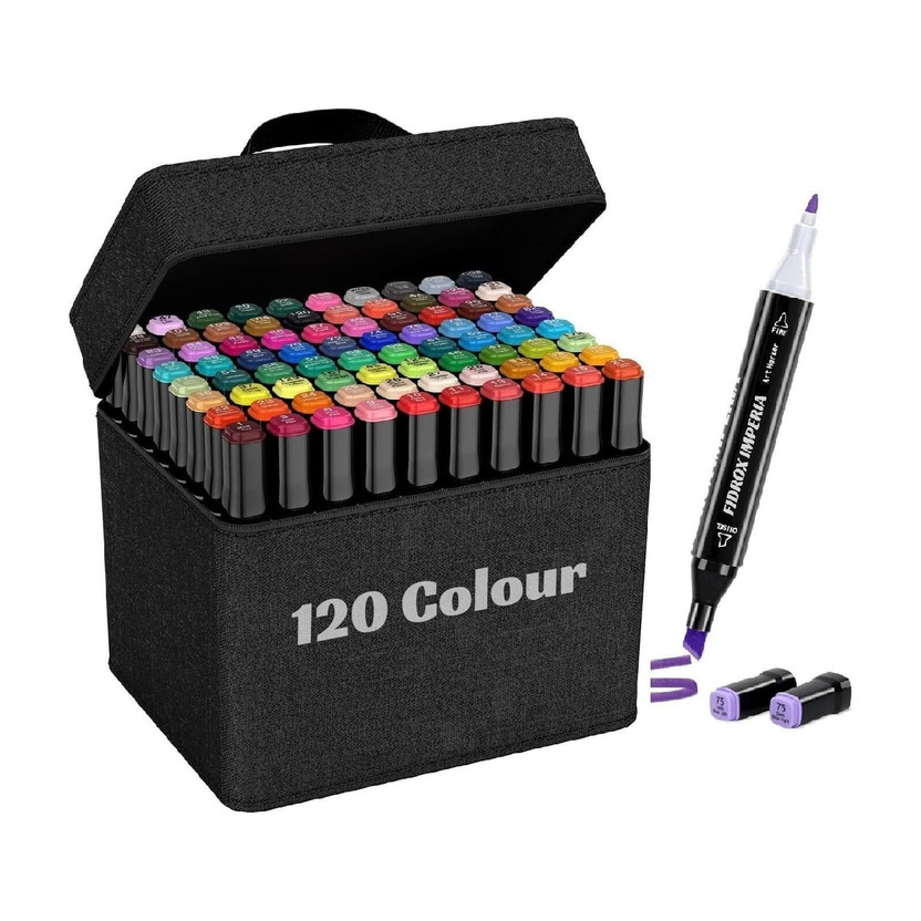 JaiShiv 120 Color Double Tipped Art Marker Set of Coloring Brush & Chisel,Refillable(Set of 120, 120 color)