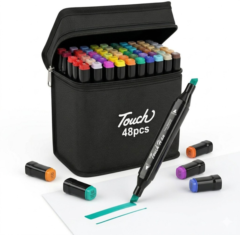 Eduwation 48 PCS Markers Dual Tips Permanent Art Markers Pen 48PCS DUAL TIP ART PEN SET(Set of 48, Multicolor)