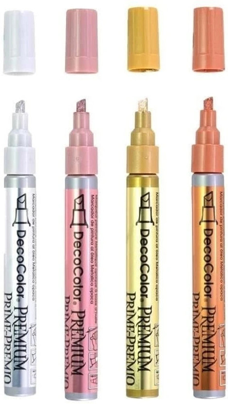 BM RETAIL Deco colour Resin Marker Thick Tip 350-s Metallic Paint Marker(Set of 4, Multicolor)